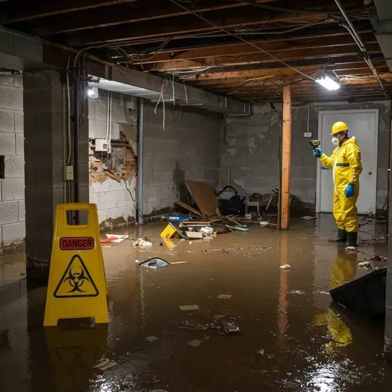 Flooded Basement Electrical Hazard in Burnsville, NC Property